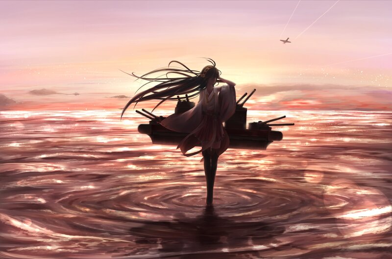 Anime Girl on Battleship — Pink, Dramatic