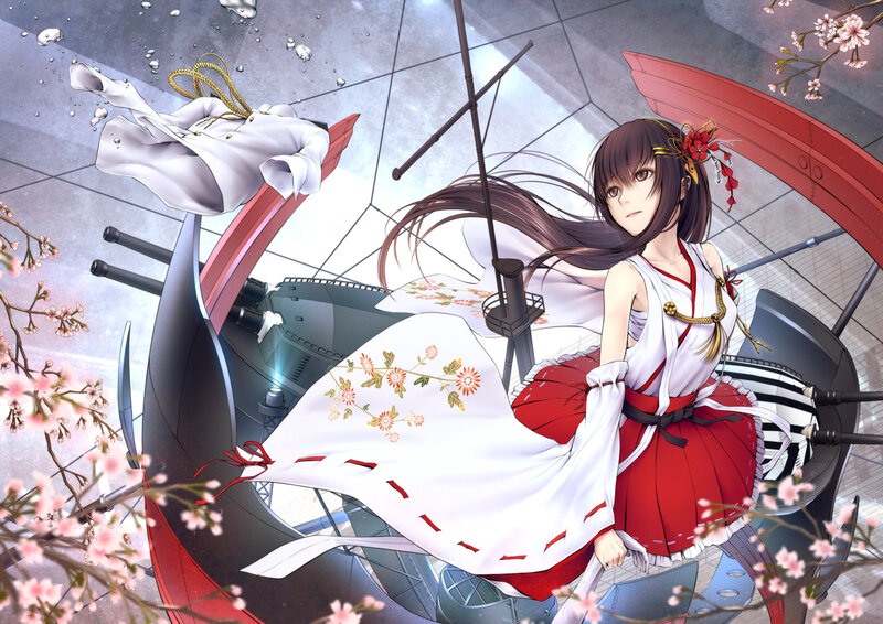 Anime Girl on Battleship — Red