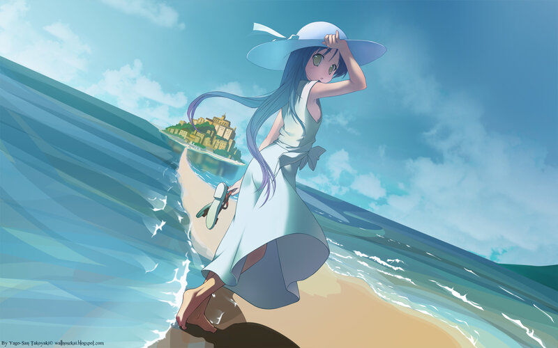 anime girl on beach