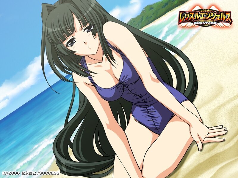 Anime girl on beach