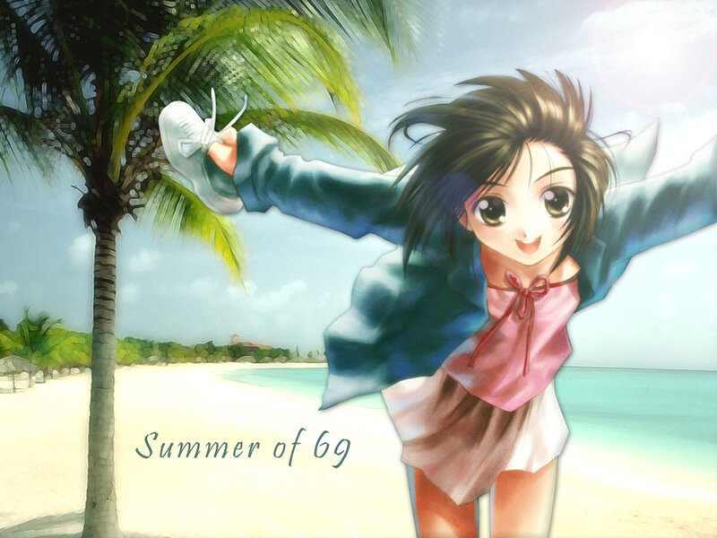 Anime girl on beach