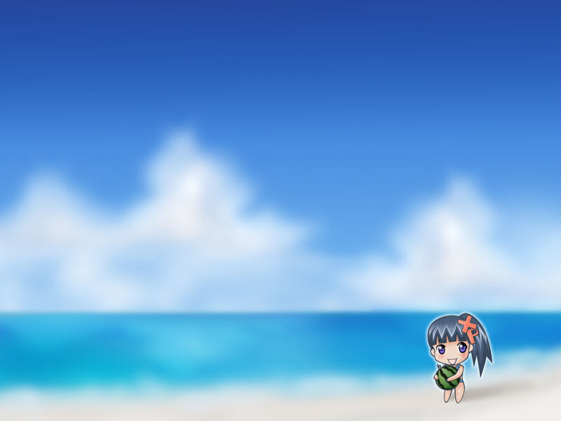 anime girl on beach