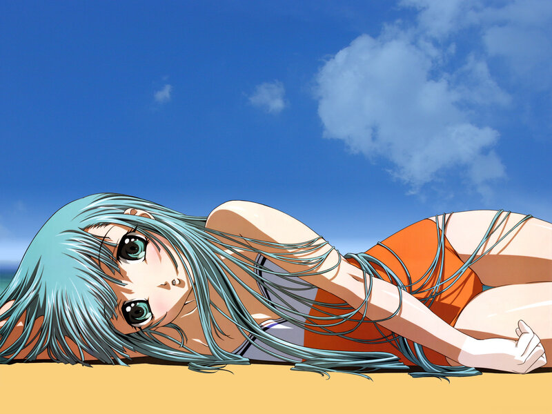 Anime girl on beach