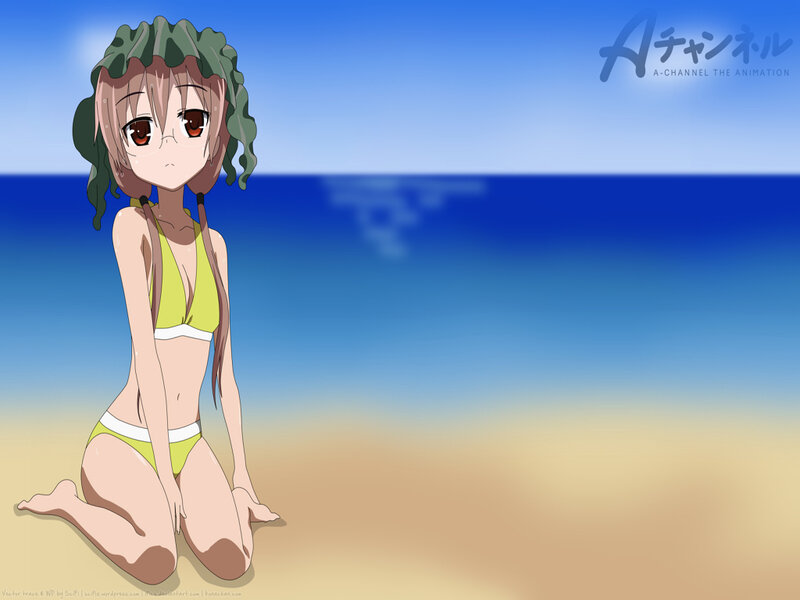 anime girl on beach