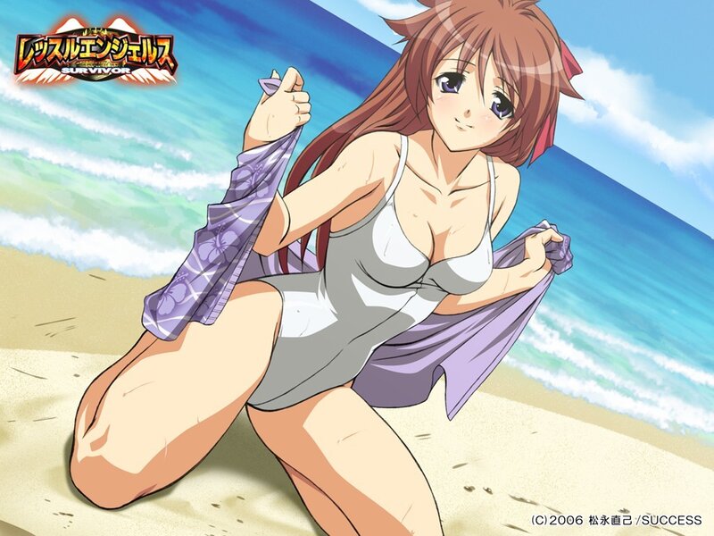 Anime Girl on Beach — Blue, Relaxed, Afternoon, Ocean, Towel