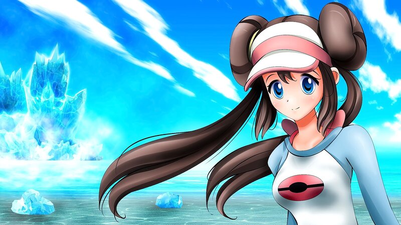 Anime Girl on Beach — Blue, Serene, Afternoon, Digital Art, Ice Formation
