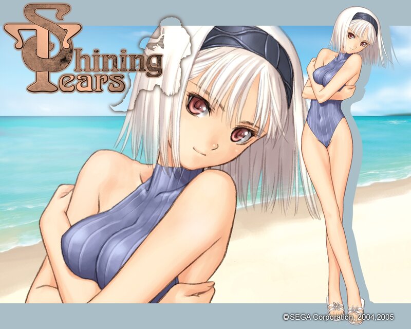 Anime Girl on Beach — Blue, Serene, Afternoon, Ocean, Swimsuit