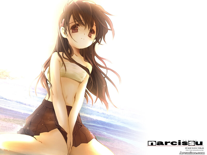Anime Girl on Beach — Brown, Serene