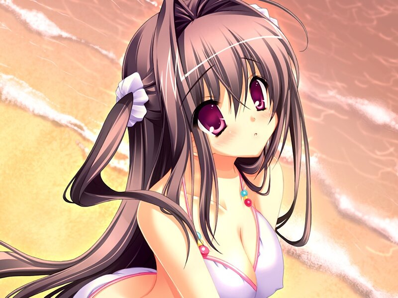 Anime Girl on Beach — Brown