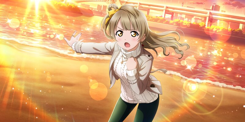 Anime Girl on Beach — Gold, Dramatic