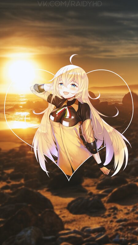 Anime Girl on Beach — Gold