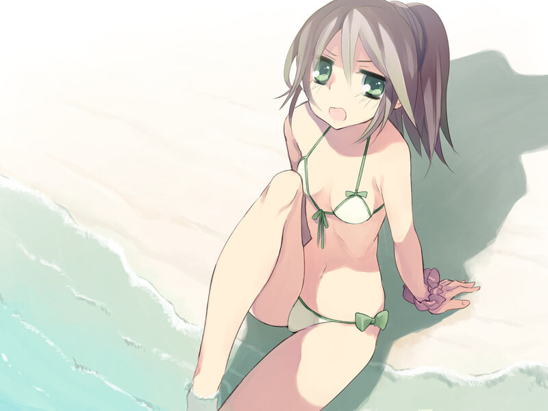 Anime Girl on Beach — Green