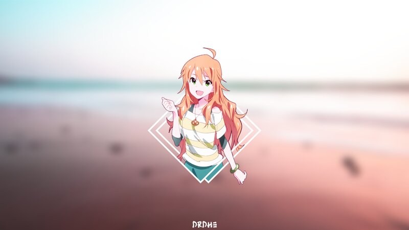 Anime Girl on Beach — Orange, Serene, Sunset, Ocean, Necklace