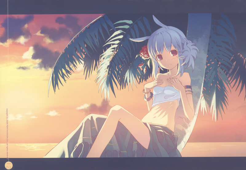 Anime Girl on Beach — Orange, Serene