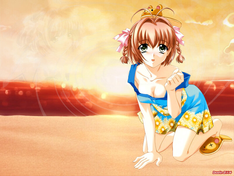 Anime Girl on Beach — Orange