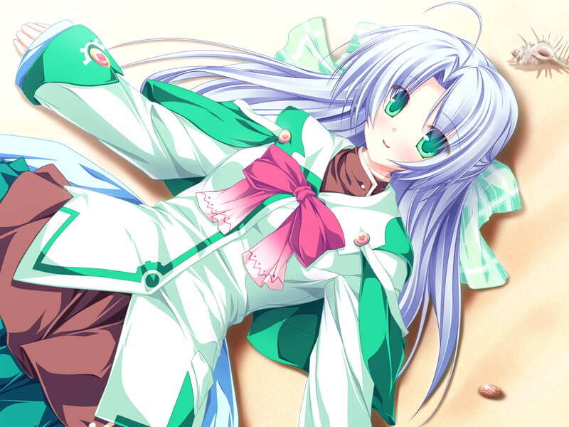 Anime Girl on Beach — White