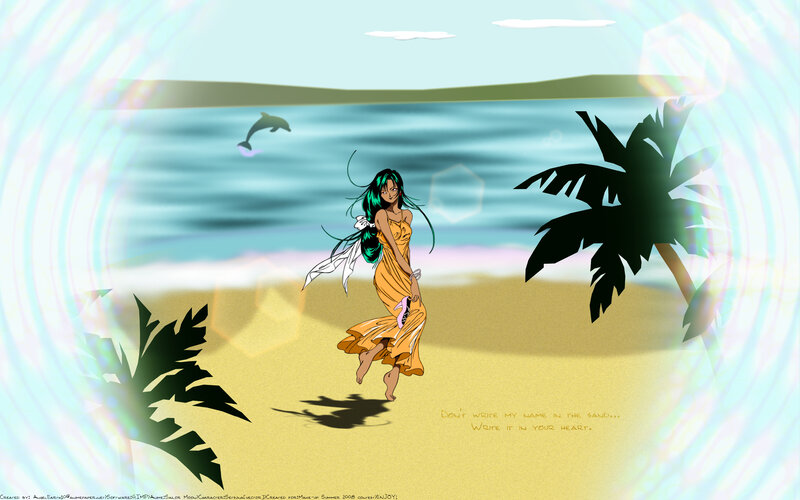 Anime Girl on Beach — Yellow