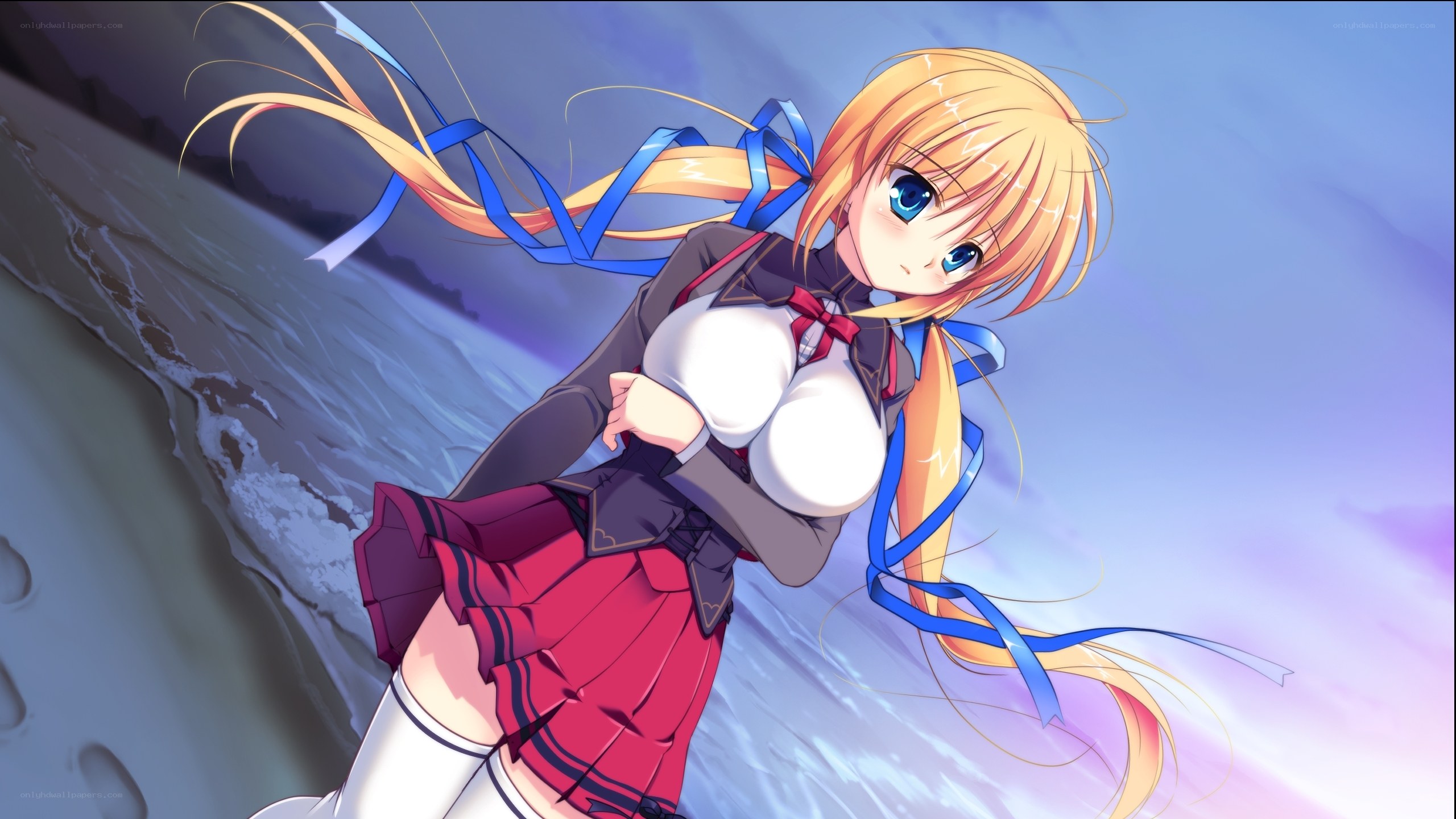 anime girl on beach