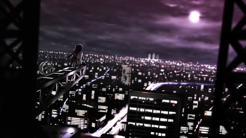 Anime Girl on Beam — Purple, Dramatic