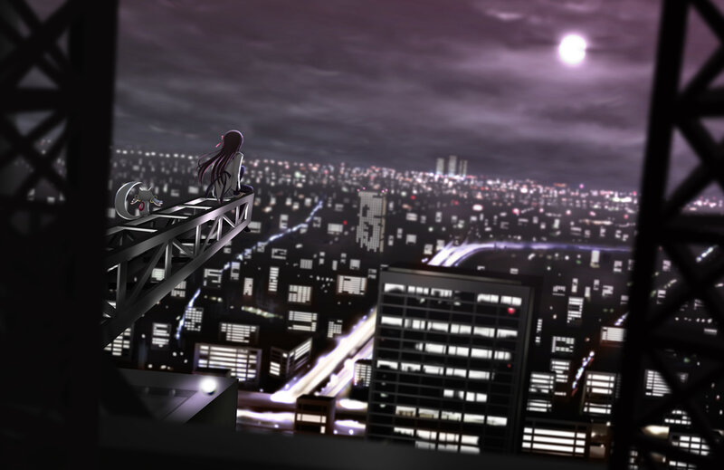 Anime Girl on Beam — Purple