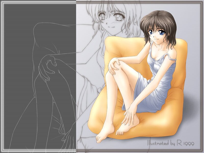 anime girl on beanbag chair