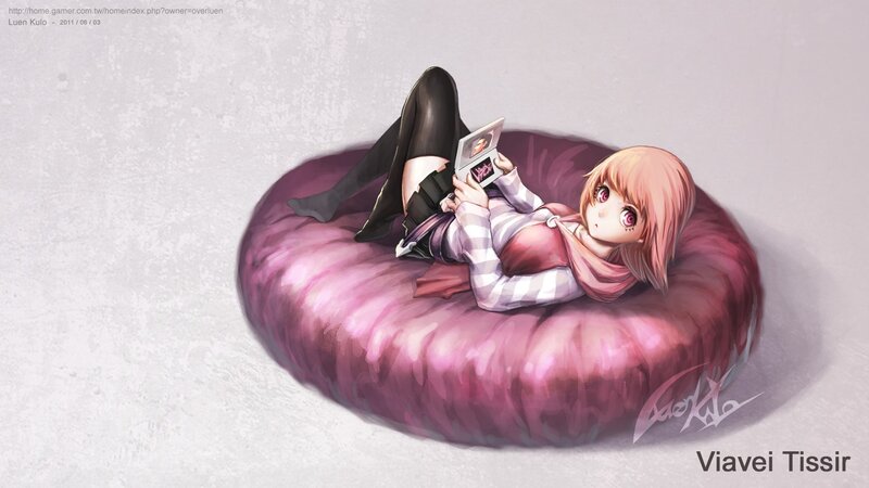 anime girl on beanbag reading