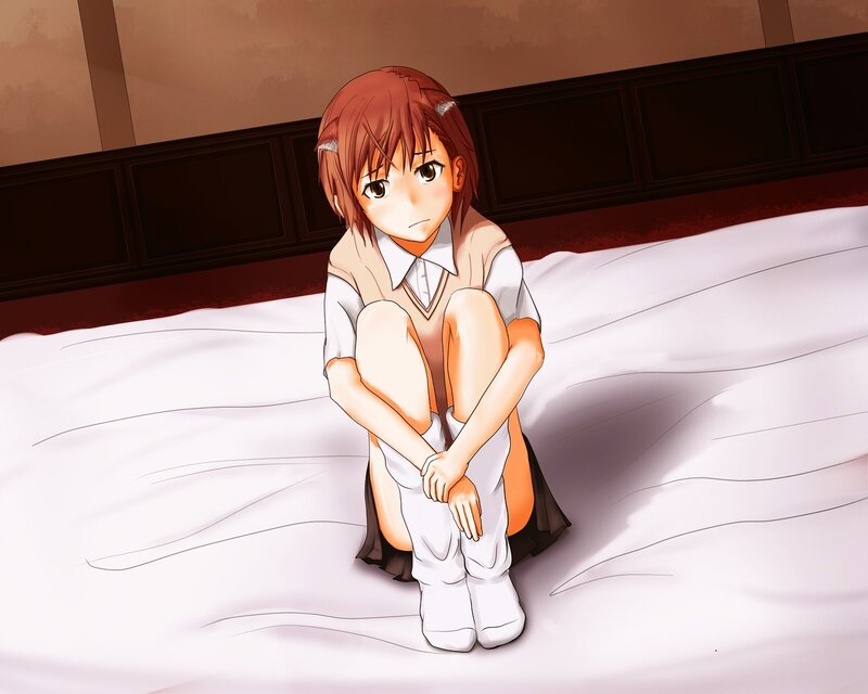 anime girl on bed