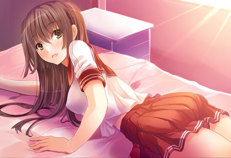 anime girl on bed