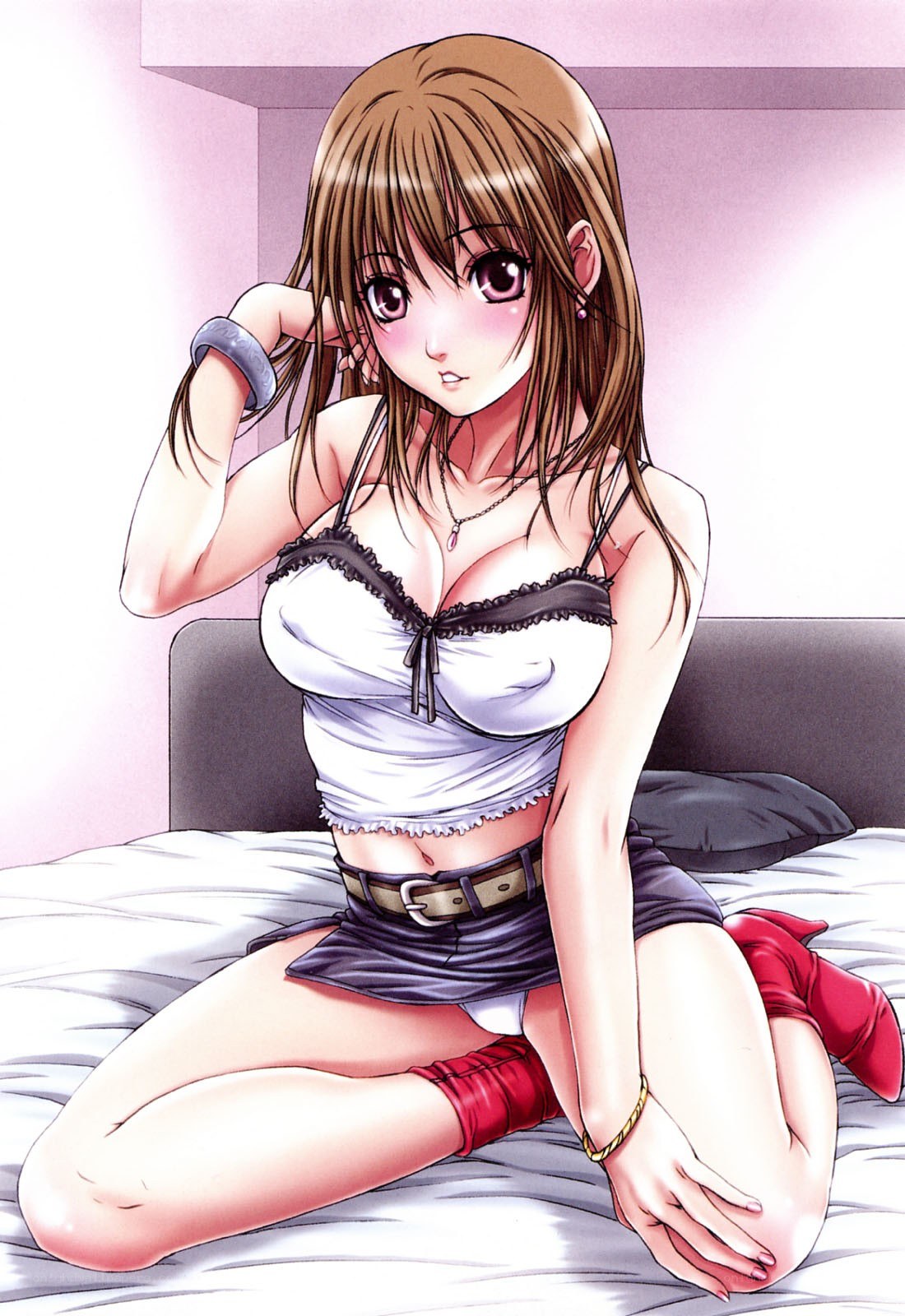 anime girl on bed