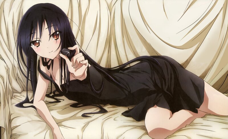 Anime Girl on Bed — Black, Calm, Camera