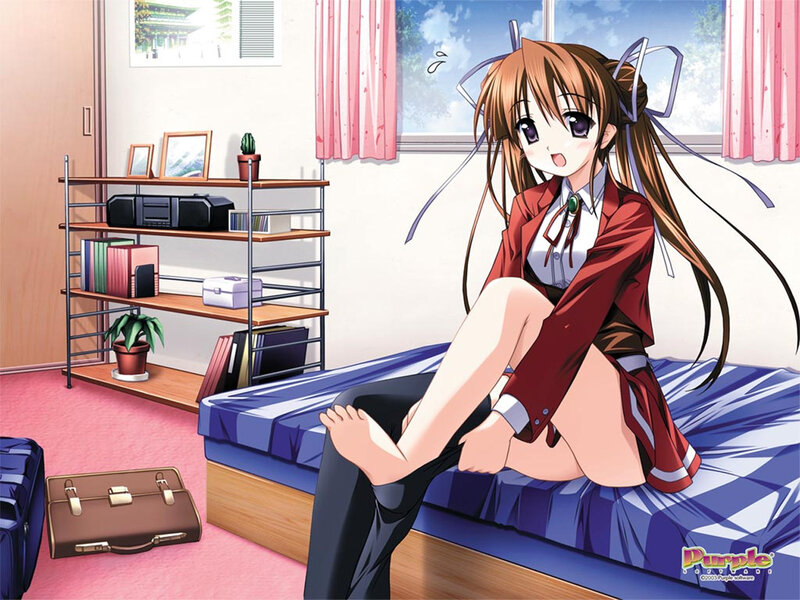 Anime Girl on Bed — Blue, Calm, Afternoon
