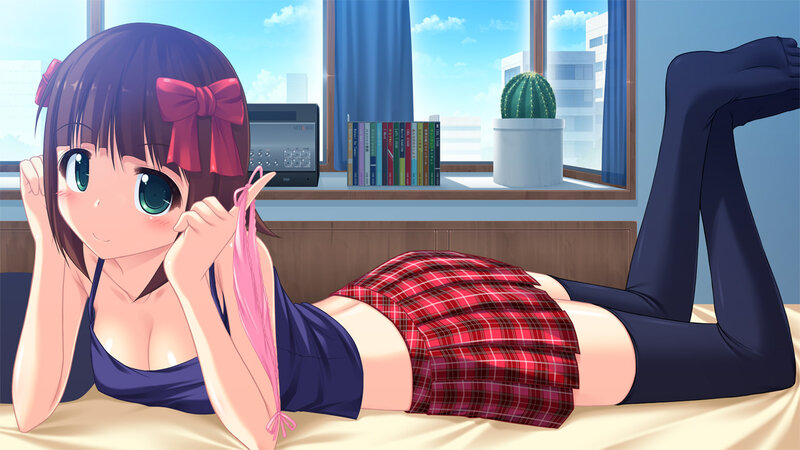 Anime Girl on Bed — Blue, Calm, Afternoon, Window