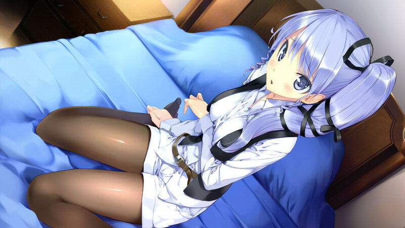 Anime Girl on Bed — Blue, Calm, Digital Art