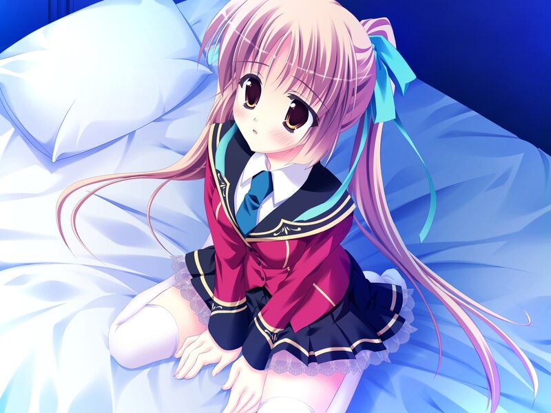 Anime Girl on Bed — Blue, Calm, Night