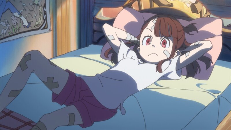 Anime Girl on Bed — Blue, Concerned
