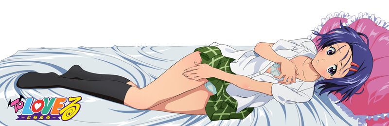 Anime Girl on Bed — Blue, Relaxed, Pillow
