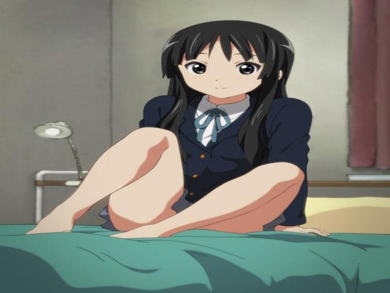 Anime Girl on Bed — Green, Calm, School Uniform