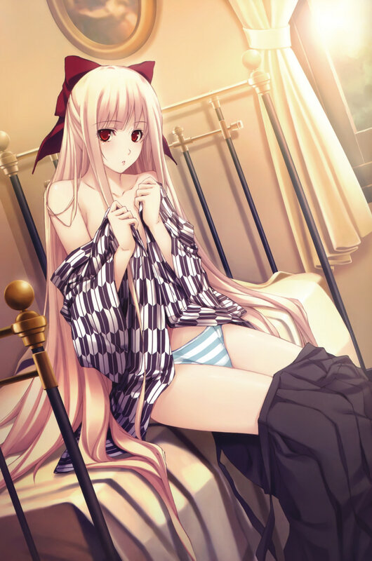 Anime Girl on Bed — Pink, Calm, Morning, Digital Art, Curtains
