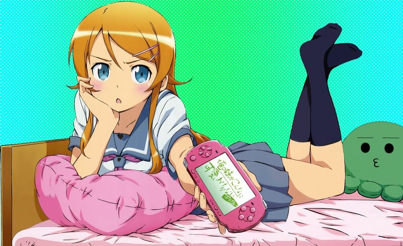 Anime Girl on Bed — Pink