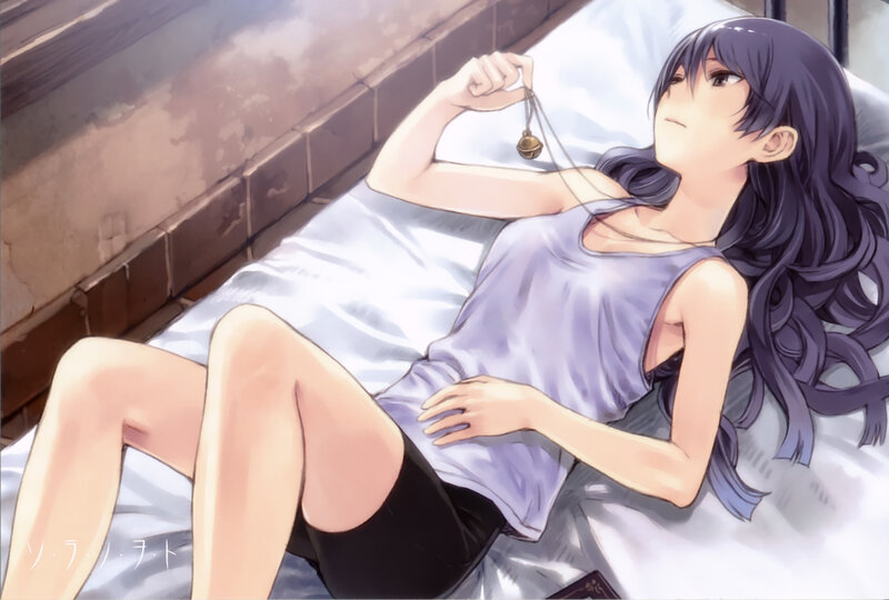 Anime Girl on Bed — Purple, Calm, Manga