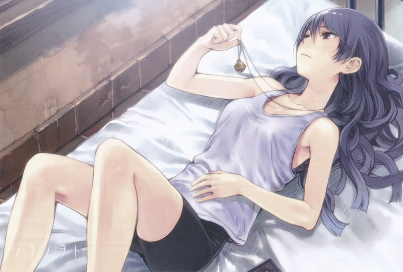 Anime Girl on Bed — Purple, Calm, Morning, Pendant
