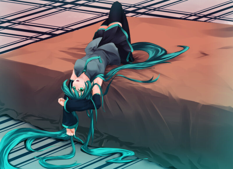Anime Girl on Bed — Teal