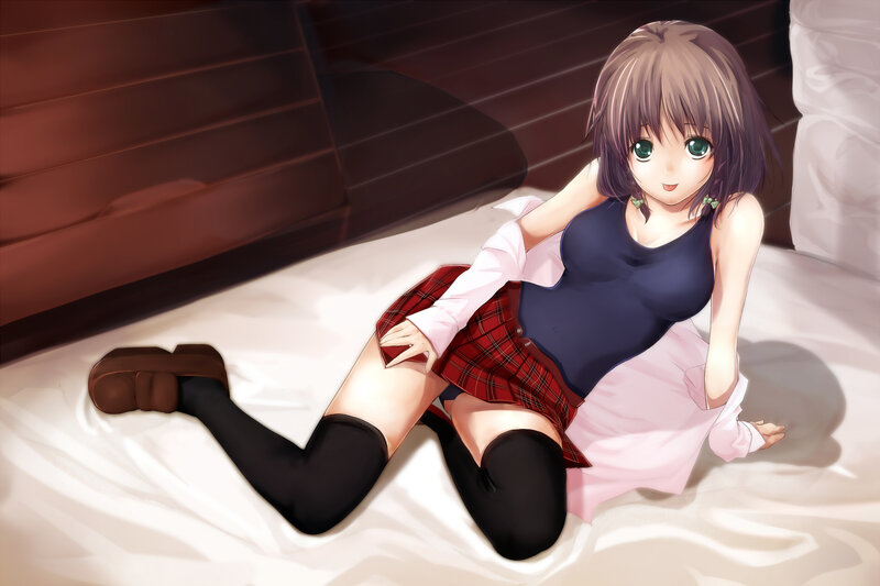Anime Girl on Bed — White, Calm, Digital Art