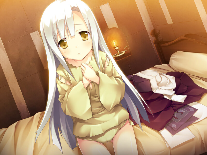 Anime Girl on Bed — White, Calm, Night