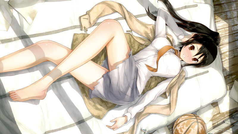 Anime Girl on Bed — White, Relaxed, Afternoon