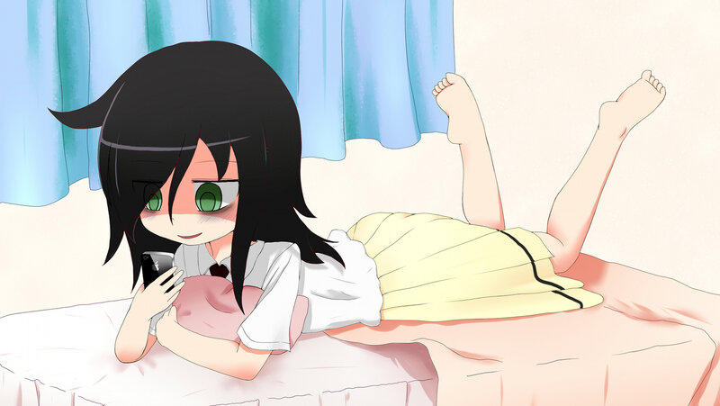 Anime Girl on Bed — White, Relaxed, Phone