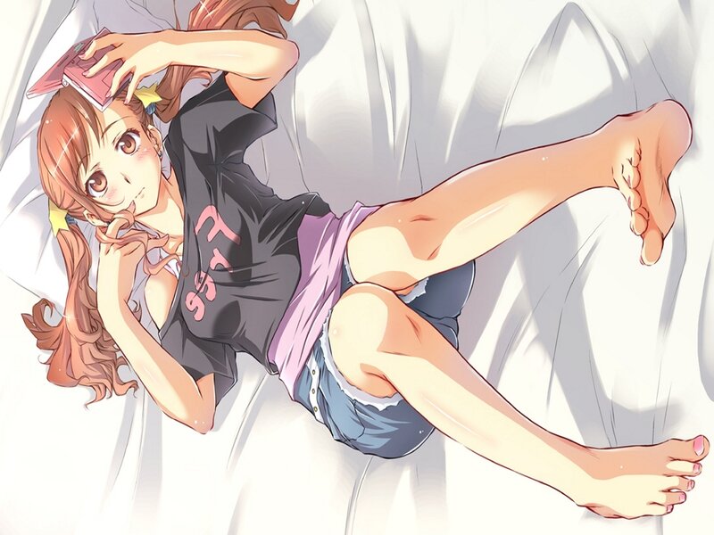 Anime Girl on Bed — White, Relaxed