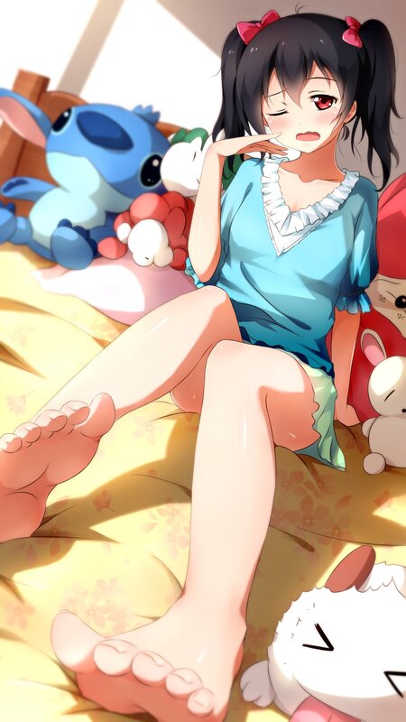 Anime Girl on Bed — Yellow, Calm