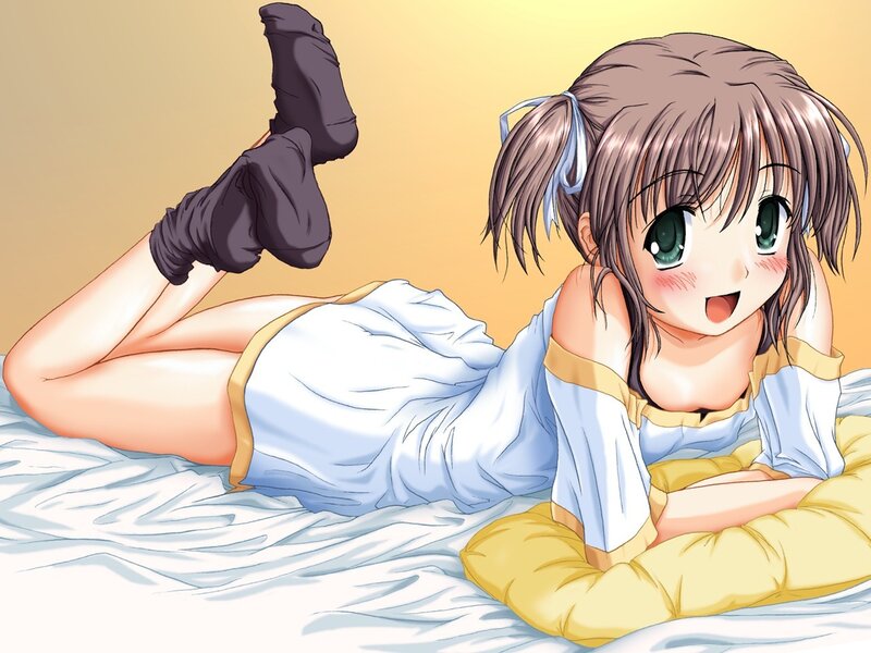 Anime Girl on Bed — Yellow
