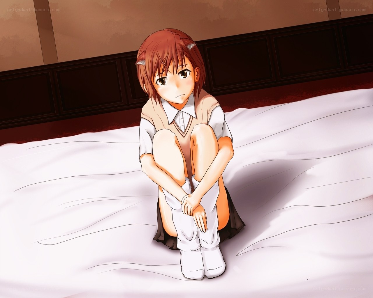 anime girl on bed